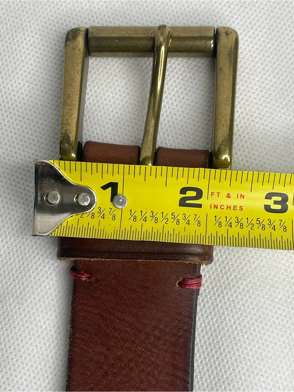 The GAP Genuine Cow Leather Belt Mens SZ 44 Brown Bronze Red Stitch Work Western